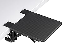 BONTEC Ergonomic Desk Extender Tray & Arm Rest Shelf - 9.5x9.1 Inch Foldable Elbow Support, 33lbs Capacity Clamp-On for Office Home Desks