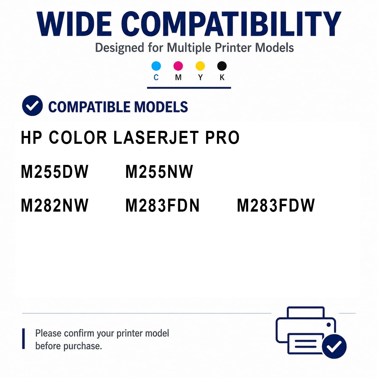 Remplacement de la Cartouche de Toner Compatible à Haut rendement 207X pour w2210a w2211a w2212a w2213a avec la dernière Puce, Convient à l'imprimante Laser HP MFP M282nw M283cdw M255dw M282nw