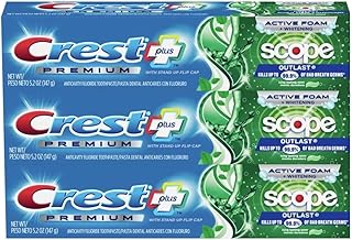 Crest Premium Plus Scope Outlast Toothpaste, Long Lasting Mint Flavor 5.2 oz (Pack of 3)