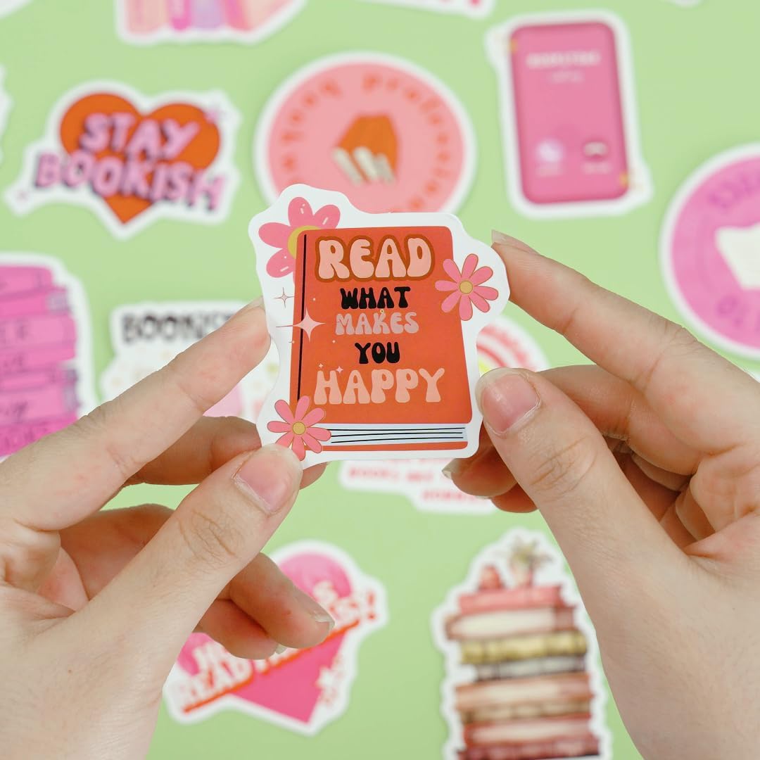 Pink Bookish Sticker, 108 PCS Cute Stickers Book for Adult, Reading Stickers, Bookish Gifts for Friend, Waterproof Vinyl Decals for Water Bottles, Gift for Book Lover image 5