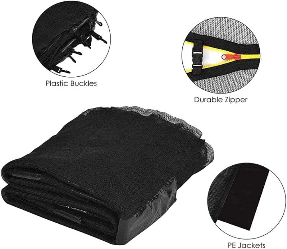 Trampolines & Accessories Trampoline Enclosure Surround Netting for Round Trampoline Accessories,Replacement Trampoline Safety Net Parts & Accessories (Color : Black, Size : 8FT6pole2.44M)