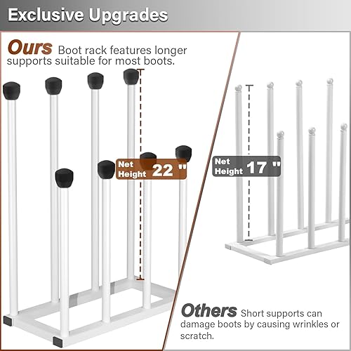 Miniatura 9 de Zapateros de pie de 22.5 pulgadas, organizador alto de metal negro para botas para 6 pares, estante de almacenamiento de botas hasta la rodilla para