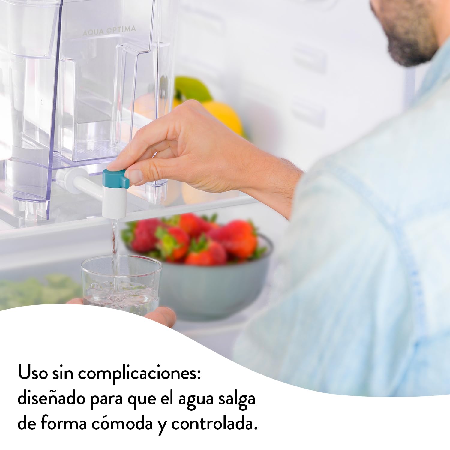 Aqua Optima Dispensador Perfect Pour de Agua Filtrada (8.2L) con Soporte y 6 Filtros - Apto para Nevera, Lavavajillas y Encimera - Reduce Cal, Cloro y Otras Impurezas