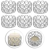 Exquisita artesanía: el marco del portavelas está hecho de material de metal superior que es duradero para un uso prolongado, y cuentas de cristal súper artificiales que reflejan un brillo de cuarzo y textura brillante para crear un ambiente romántico con el hermoso aspecto.