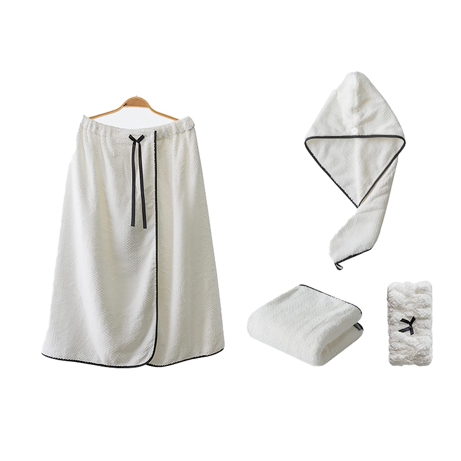 Serviette de bain en coton premium, set textile avec serviette cheveux haute absorption et bandeau