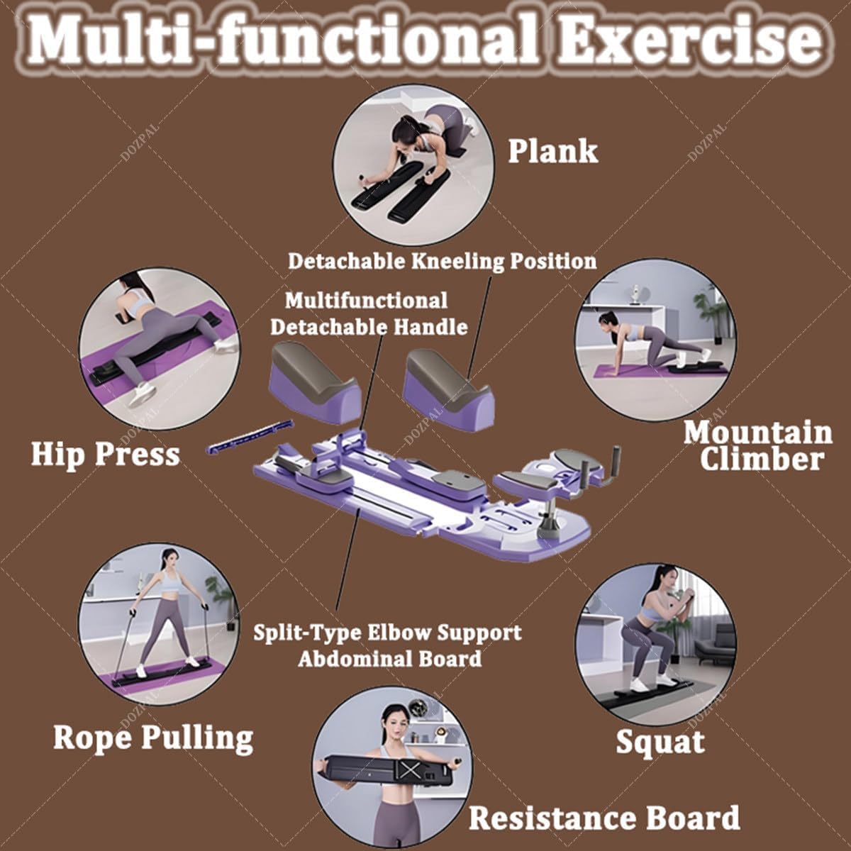 fitnessgeräte für zuhause,Reformer Pilates Maschine,6 in 1 Spine Trainer Waist Trainer Digital Timer Home Fitness Equipment taillentrainer Damen sportgerät(Pink,120 * 38 * 38)