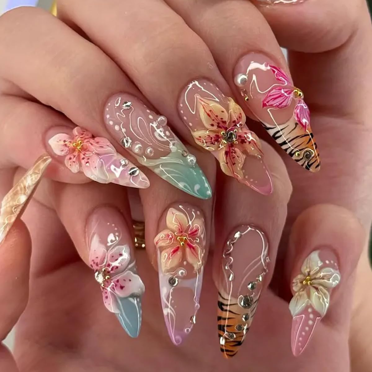 Summer Embossed Press on Nails - Gradient French Tips