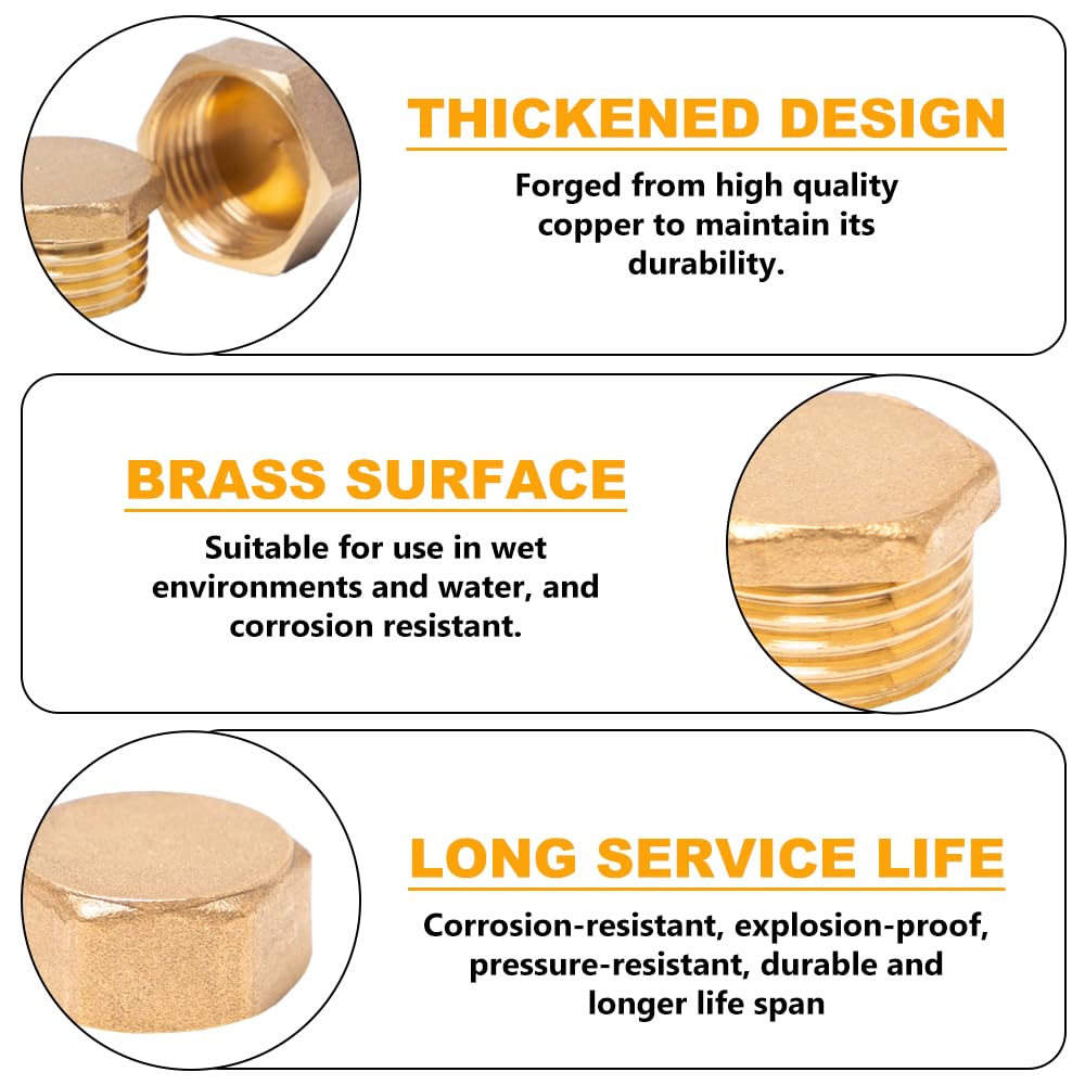 Neikafan 1/2" Brass Blanking Nuts Caps 12 Pcs Male and Female Blanking Stop Cap Radiator Compression Pipe Water Stop End Cap for Washing Machine Valve Blanking Stop Ends Caps with Washers - Image 4