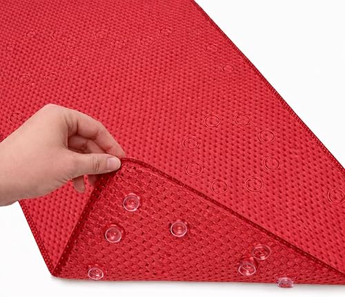 Miniatura 20 de Tapete de regadera antideslizante de lujo, resistente al moho, antibacteriano, BPA, látex, libre de ftalatos, tapete con agujeros de drenaje y Gris