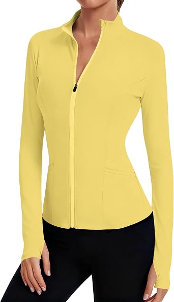 LOMON Womens Athletic Jackets Cropped Long Sleeve Workout Tops Yoga Zip Up Jackets Gym Tops Golf Shirts