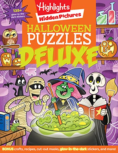 Compare Textbook Prices for Halloween Puzzles Deluxe: Halloween Activity Book for Kids, 135 Glow-in-the-Dark Stickers, 96-pages of Mazes, Puzzles with Halloween Crafts & Recipes Highlights Hidden Pictures ISBN 9781644728420 by Highlights