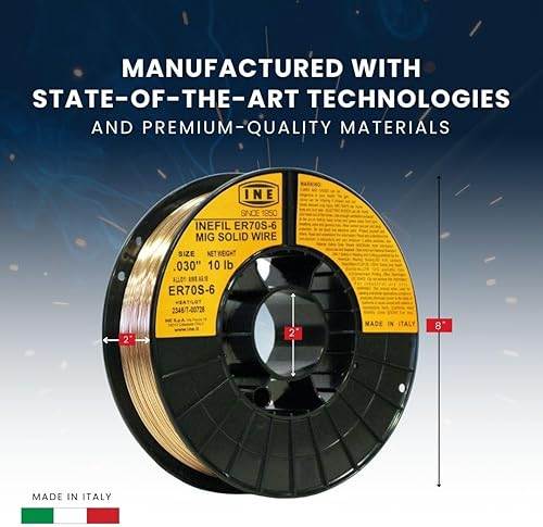 Miniatura 7 de INEFIL ER70S-6 Alambre de soldadura sólido Mig de acero al carbono de 0.030 pulgadas en carrete de 10 libras