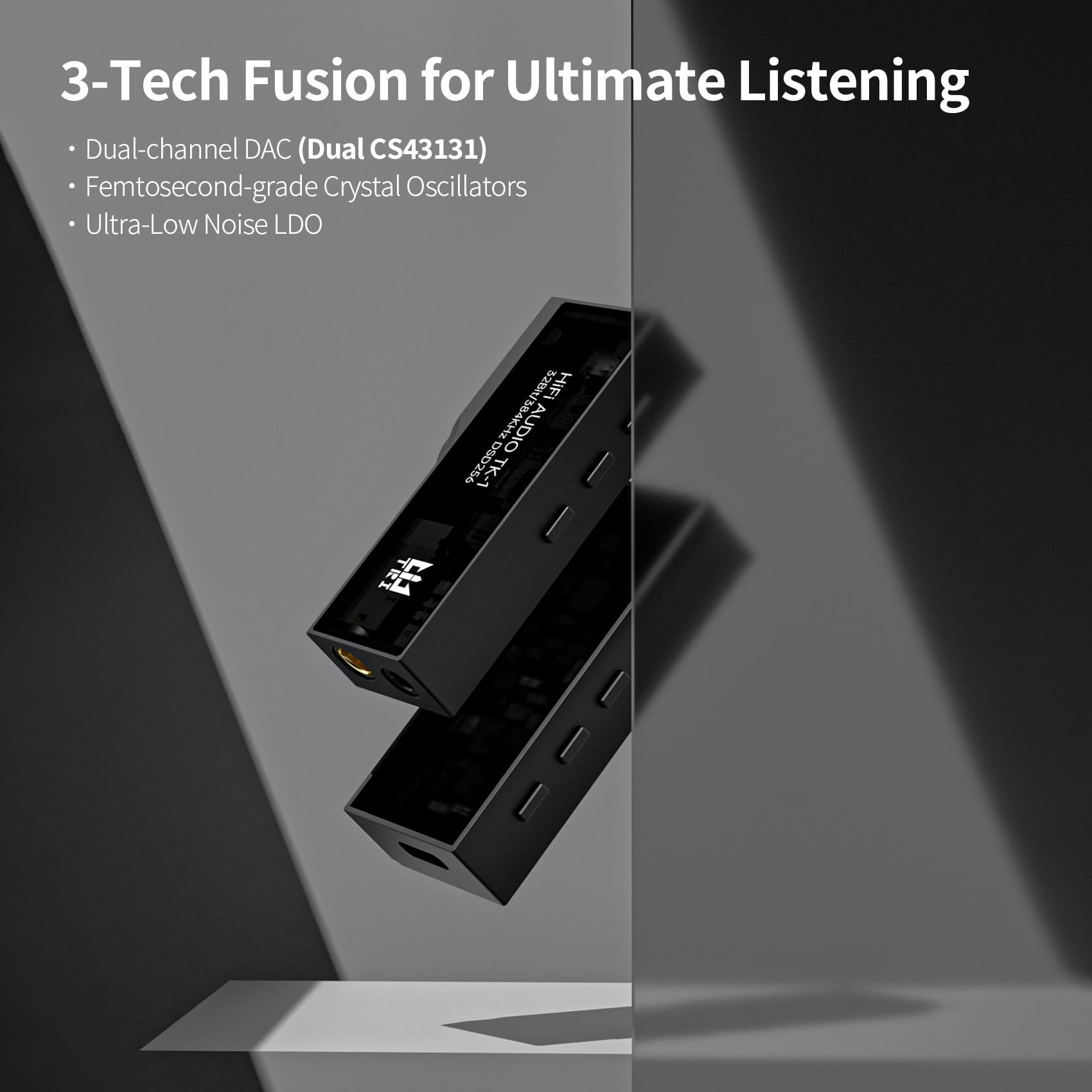 Tri TK1 Kopfhörer-Splitter für 2 Ohrhörer, USB C auf 3,5 mm/4,4 mm Verstärker mit Dual CS43131 Decoder, tragbarer IEM DAC für In-Ear-Monitor KZ ZS10 Pro ZAR ZAS CCA CRA