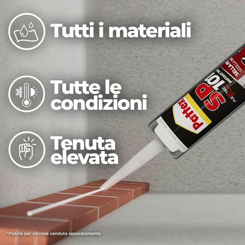 Pattex SP101 Transparent, Silicone trasparente per interni ed esterni, Sigillante liquido neutro e multimateriale, Sigillante polimerico in cartuccia, 1x280ml