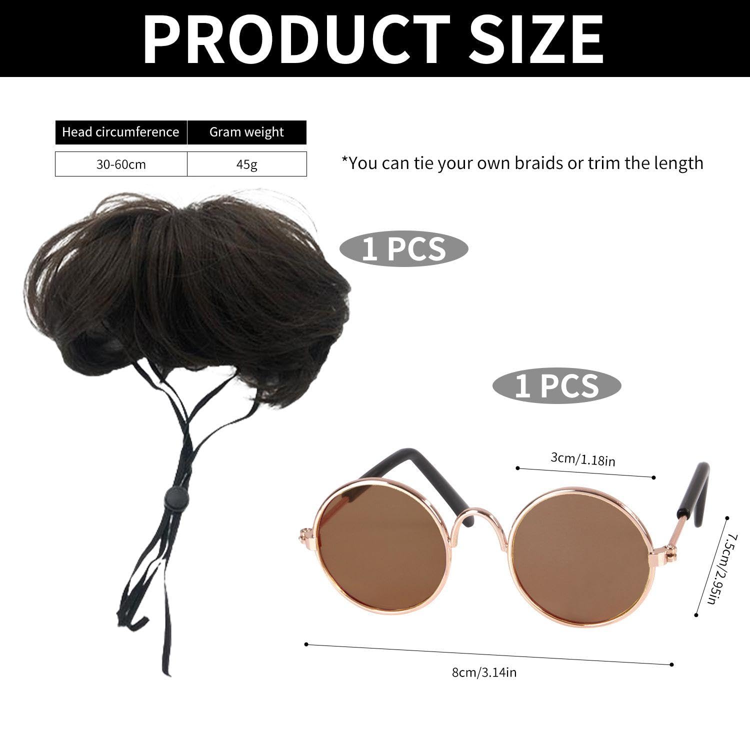 1 x Pet Wig and 1 x Glasses for Pets, Pet Supplies, Pet Accessories, Pet Party Costumes - 3