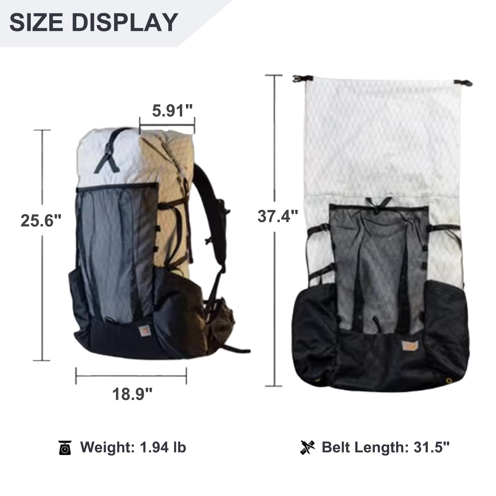 Amazon.com: 3F UL GEAR Ultralight Backpack Frame YUE 45+10L Outdoor Hiking  Camping Lightweight Travel Trekking Rucksack Men Woman (UHMWPE Khaki) :  Sports & Outdoors