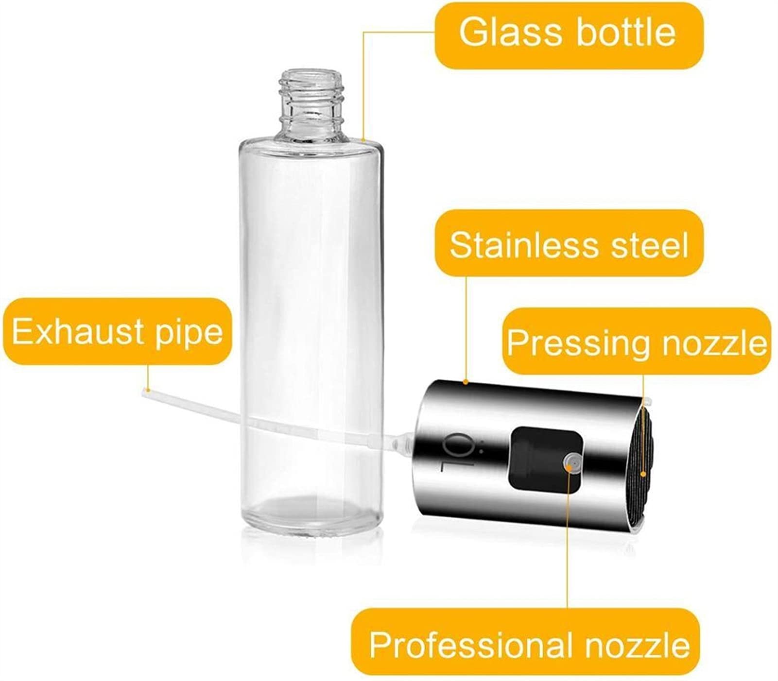 Olive Oil Sprayer Spender Mister Küche Backen Öl Kochen Glas Flasche Essig Salat BBQ Kochen Öl Sprayer (Color : 4 PCS Silver)