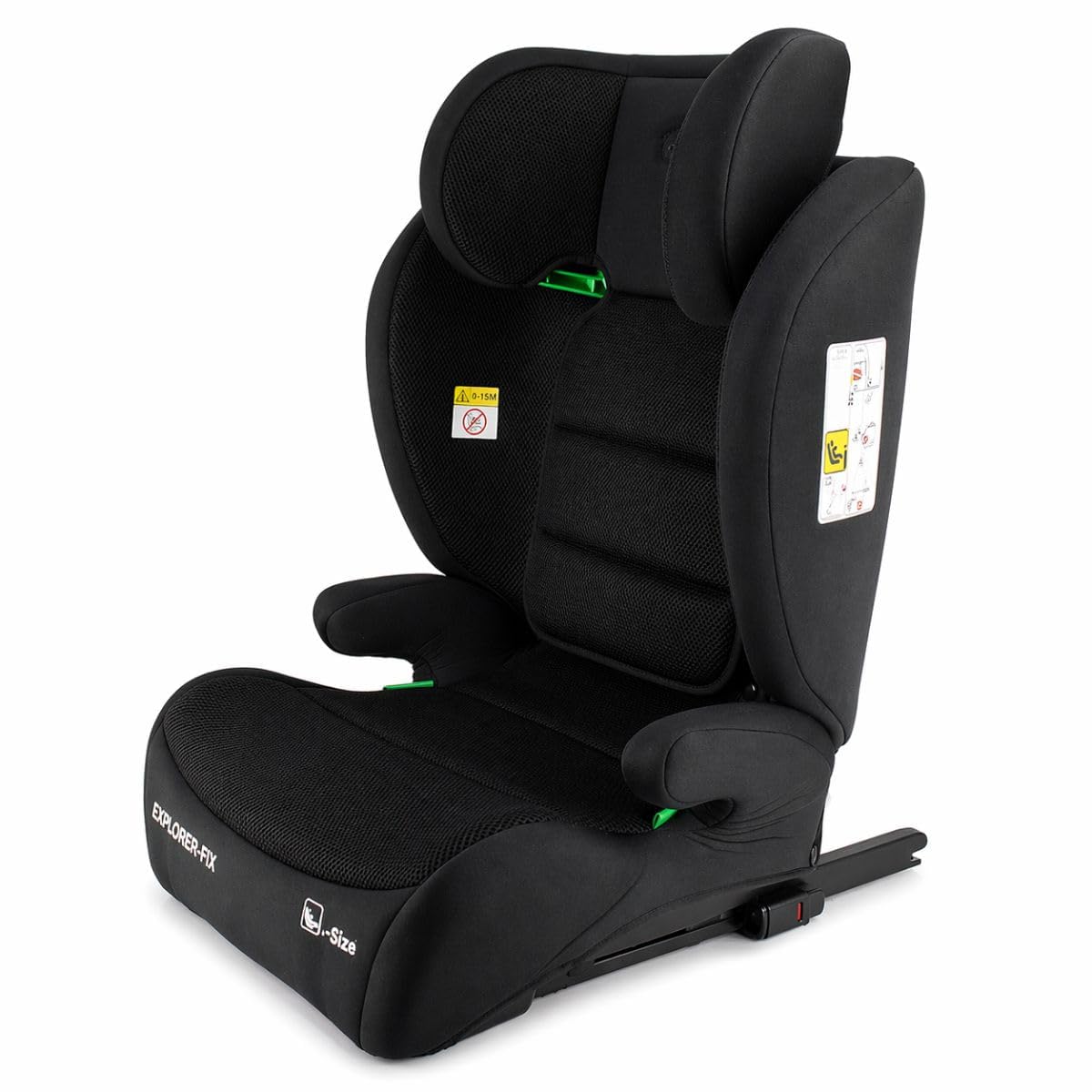First Step Explorer Fix Silla Coche Niño i-Size (100-150 cm), Grupo 2/3 ISOFIX, Reposacabezas 13 Posiciones, Reclinable, Protección Lateral SPS, De 3,5 a 12 Años, Convertible en Alzador, Negro