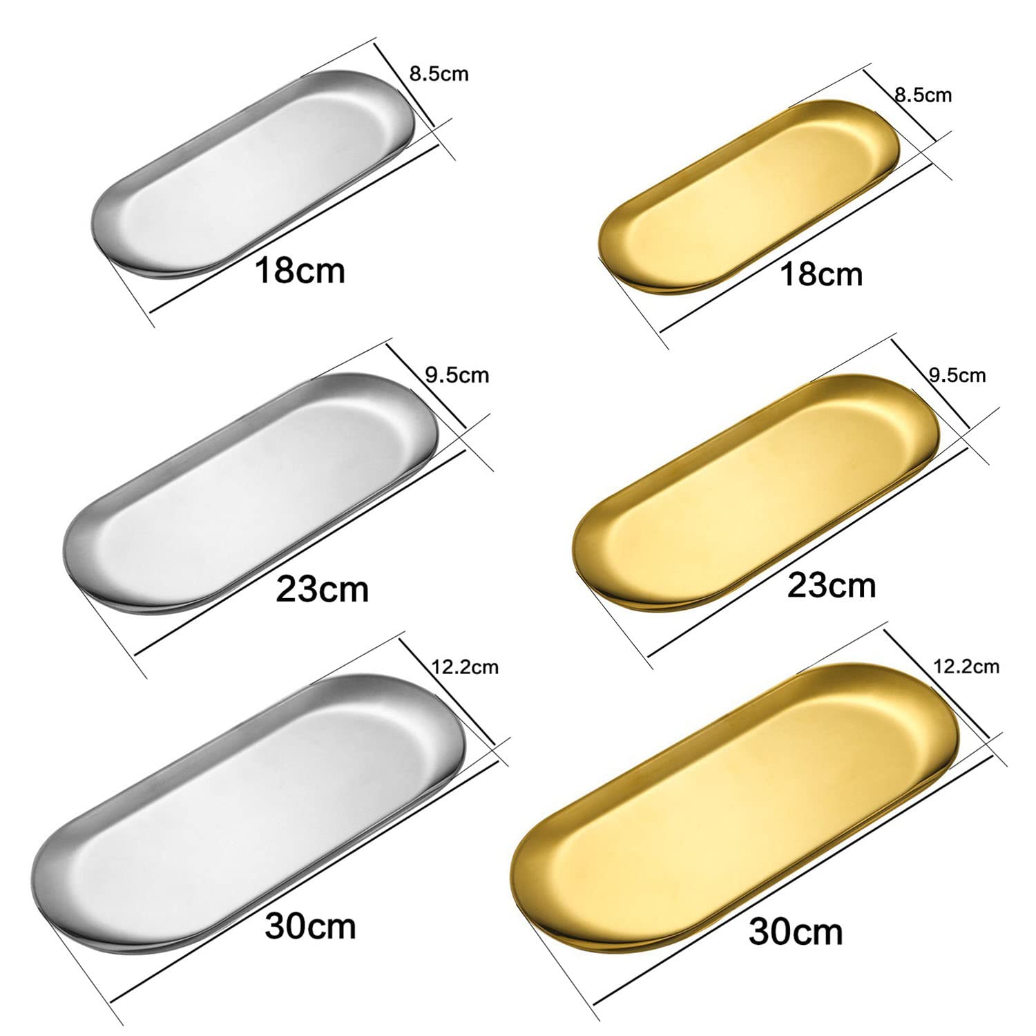 Plato de Merienda Postre Barbacoa Ovalado Bandeja Pequeña Acero Inoxidable Fuente de Servicio Compacta para Hogar Cocina Restaurante Hotel Camping Exterior Fiesta (6 Pcs)