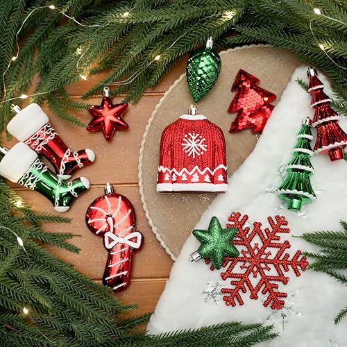 Alupssuc 85ct Christmas Balls Ornaments Set, Colorful Shatterproof Plastic Christmas Tree Ornaments, Xmas Decorative Baubles for Xmas Tree Decorations with Hanging Strings, RedGreenWhite by Alupssuc - Image 4