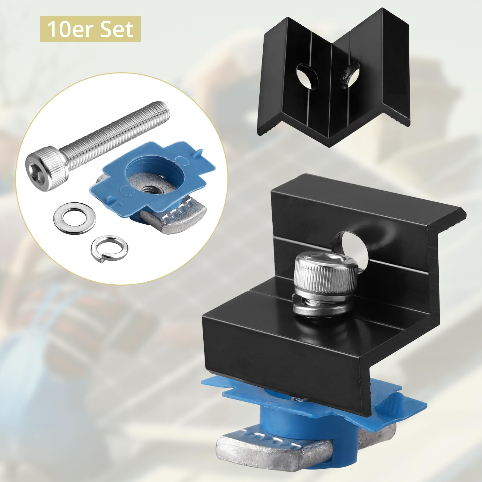 Anbte 20 morsetti terminali per pannello solare per Unistrut standard, staffe per pannelli solari in alluminio da 30 mm/35 mm con dadi e bulloni, kit di montaggio per pannelli solari per tetto in