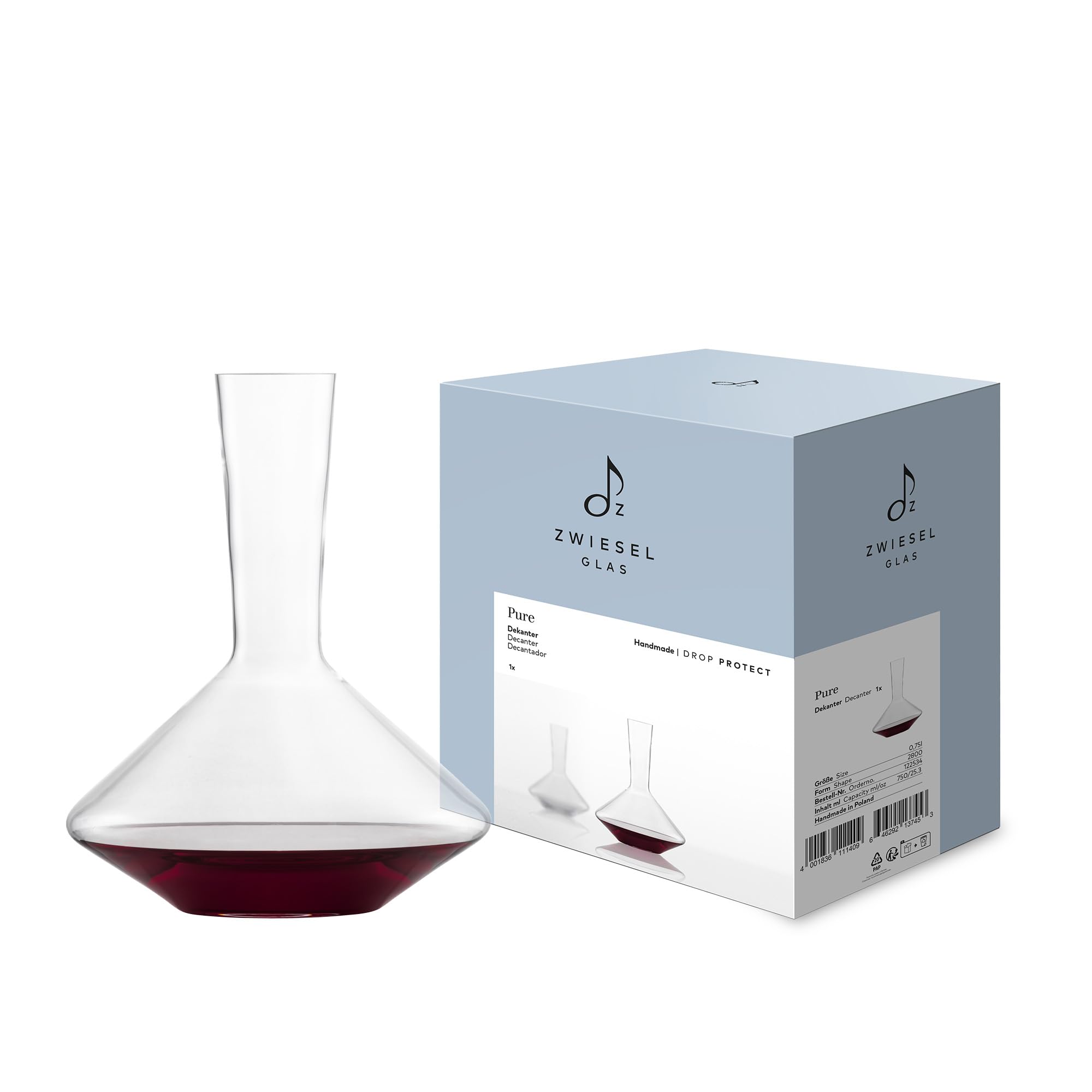 Zwiesel Glas Pure Red Wine Decanter Machine Blown Glass Height 27.1 cm Volume 0.75 L 122534