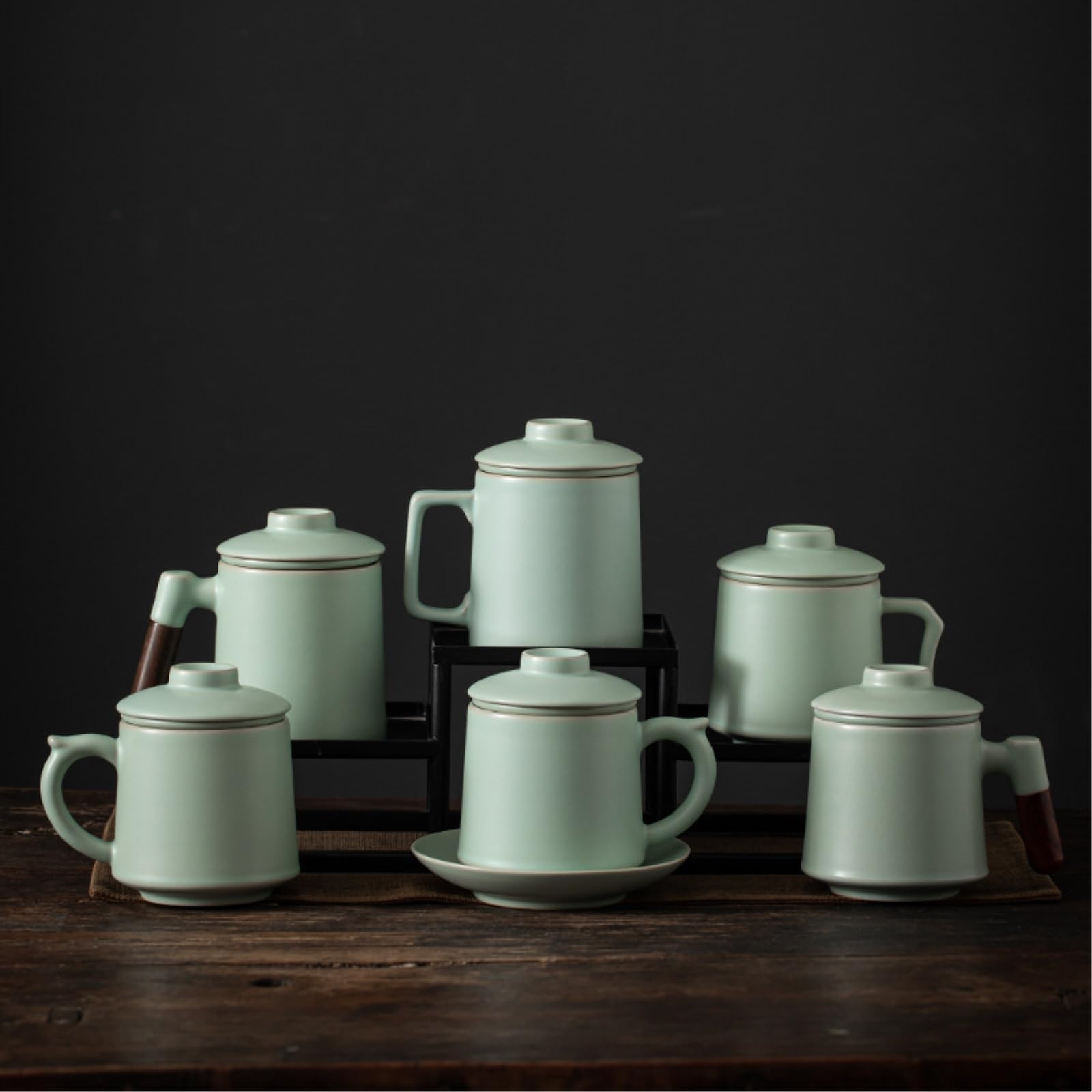 Tasse à filtre en céramique de 400 ml - Couleur unie - Avec couvercle exquis et pratique - Boîte « Gaosheng Cup » - 400 ml