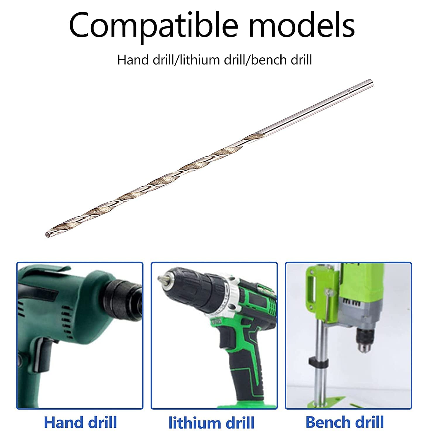 Extra Long Drill Bit 200 mm HSS Dritto Codolo Auger Drill Bit, Punta Elicoidale Codolo Trapano Per Legno 4 6 8 mm (8 mm)