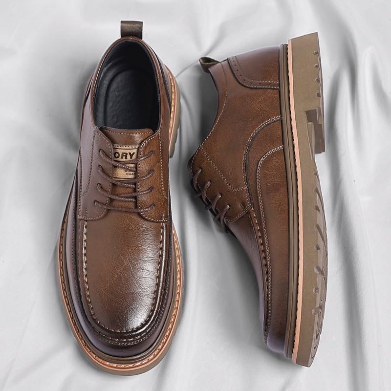Men's Dress Shoes Casual Oxford Shoes Business Formal Shoes Casual Lace Up Round Toe Lug Sole Dress Derby Shoes4