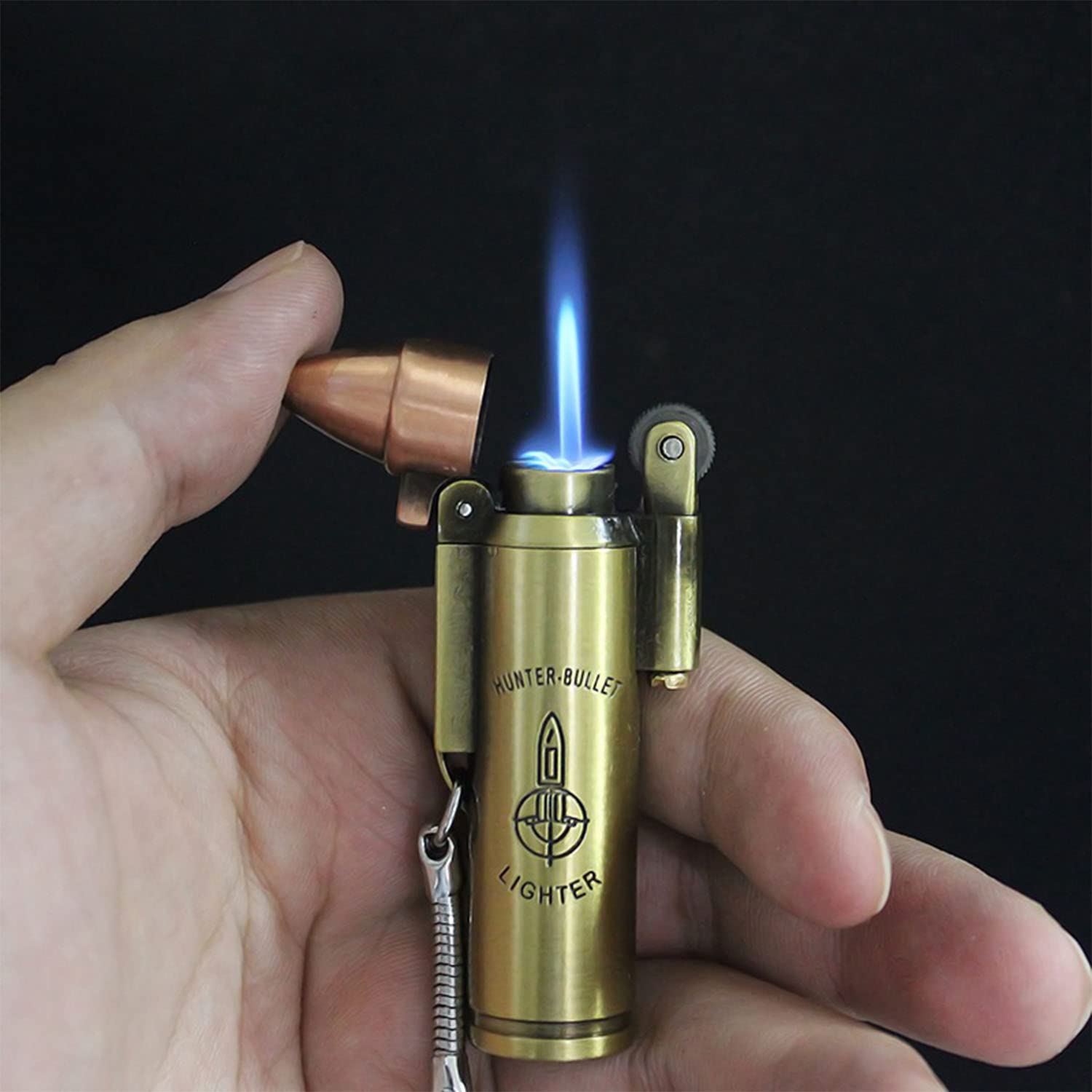 2 Pièces Torche Turbo Poche Briquet Porte-clés Métal Butane Allume-Cigare Rétro Gaz Cigarette Coupe-Vent Briquet Accessoires de Fumer