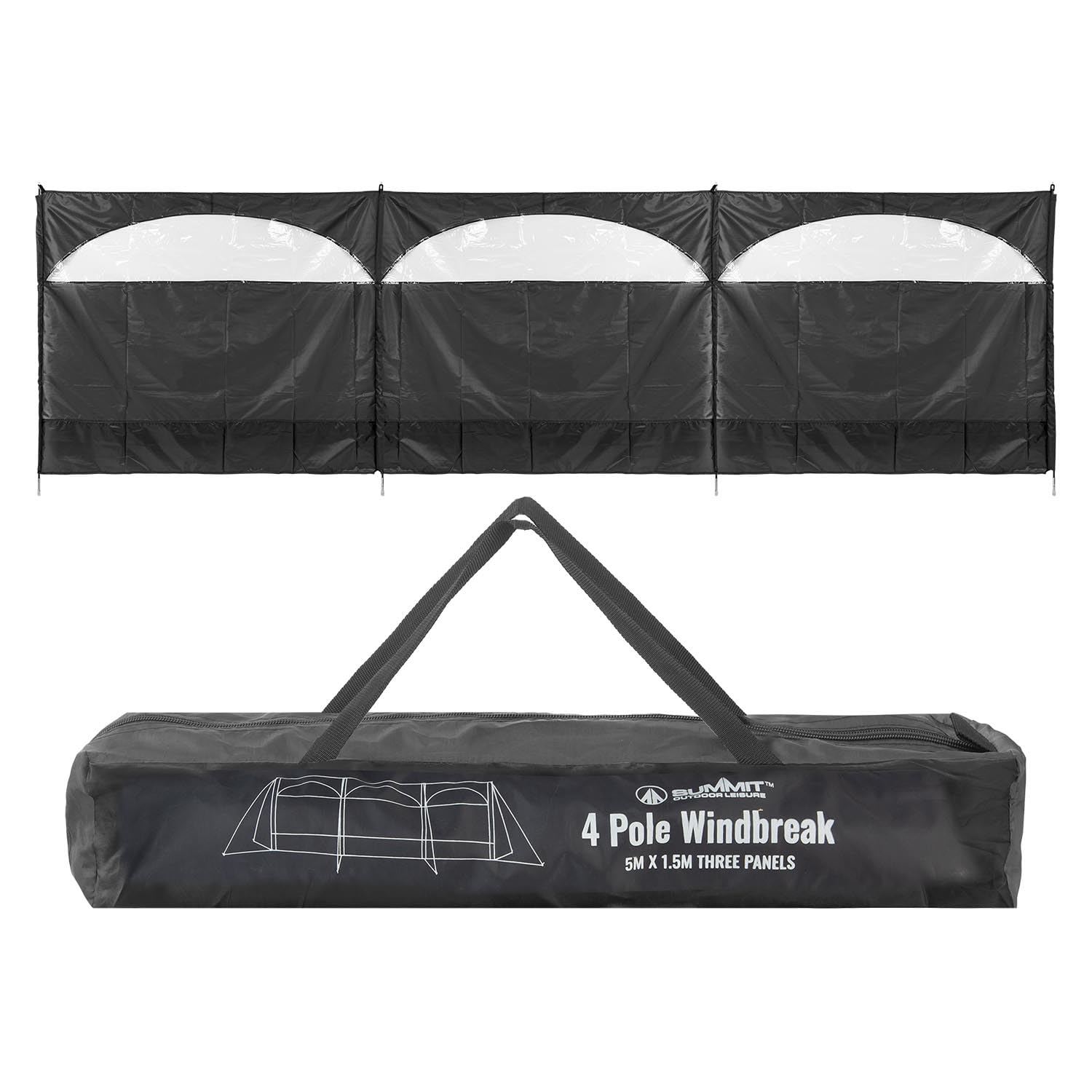VFM e-Store - 3 Panel Wind Breaker - Good for Days Out - Grey - 150cm X 500cm
