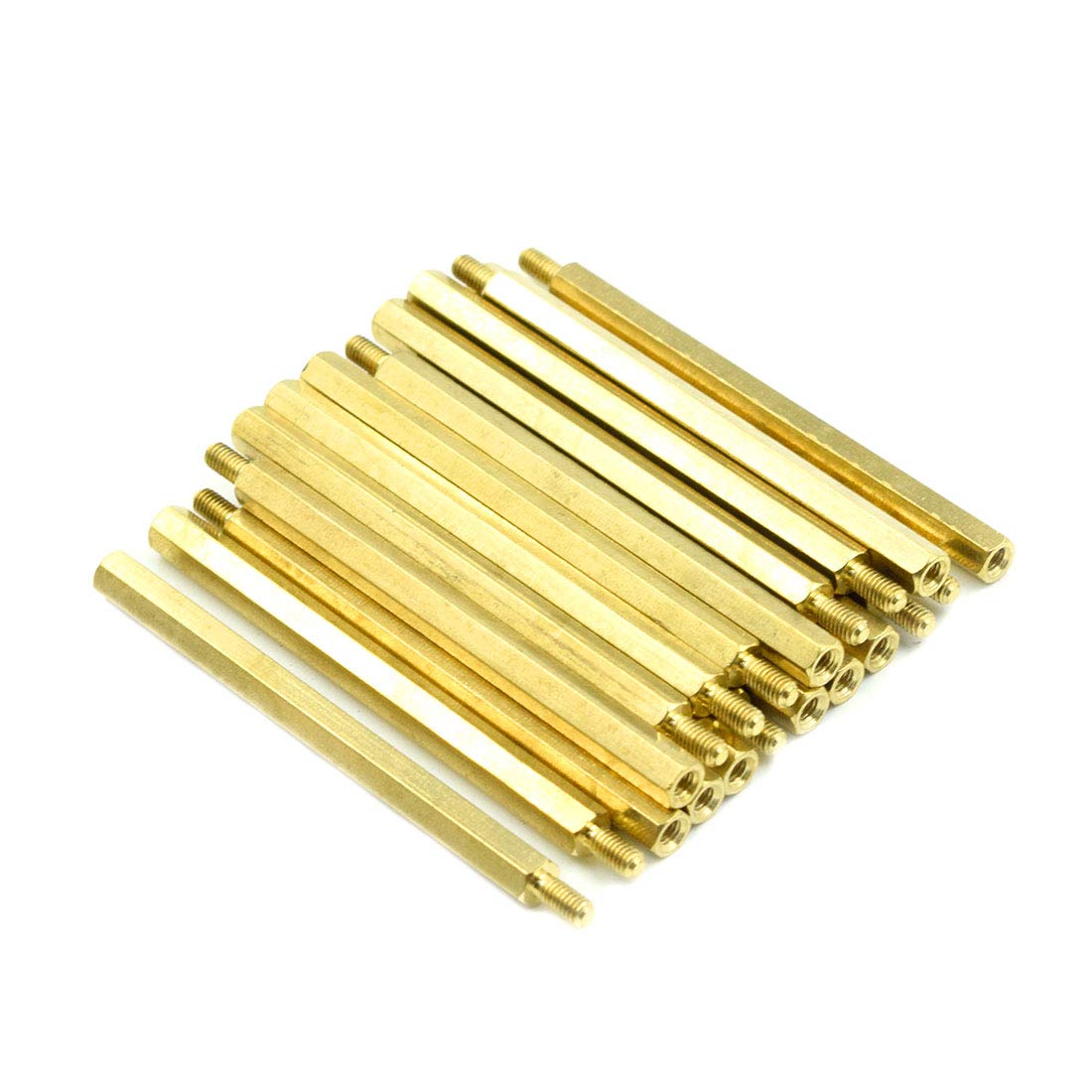 M3 x 10mm + 6mm Male to Female Thread Brass Hexagon Hex Standoff Spacer Pillars - (50 Pcs)