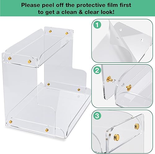 Miniatura 2 de Organizador acrílico de 2 niveles para encimera de baño, estante de esquina, bandeja de tocador, organizador de tocador para almacenamiento de