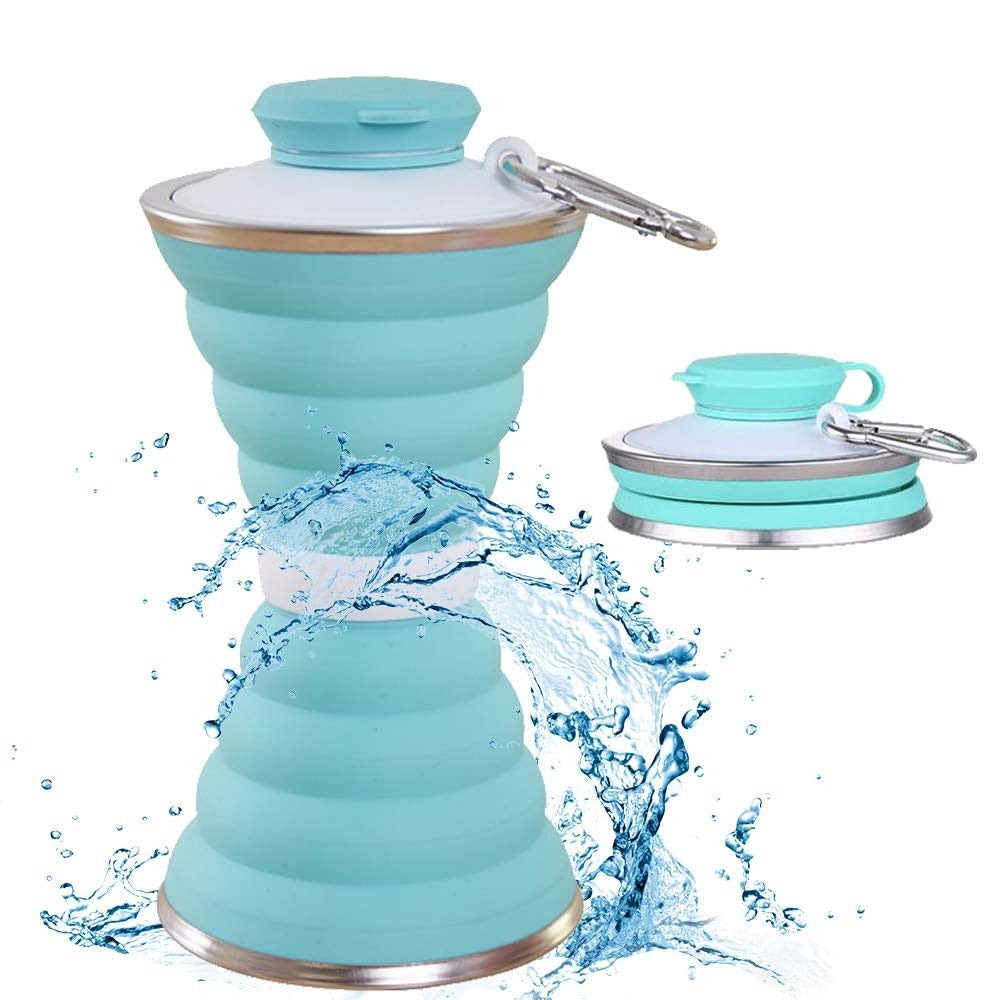 Silicone Traveling Water Bottle best - Leak Proof Lightweight Collapsible - Small Folding Refillable and Space Saver for Camping Gym Sports Hiking Biking Yoga Outdoor-image-24