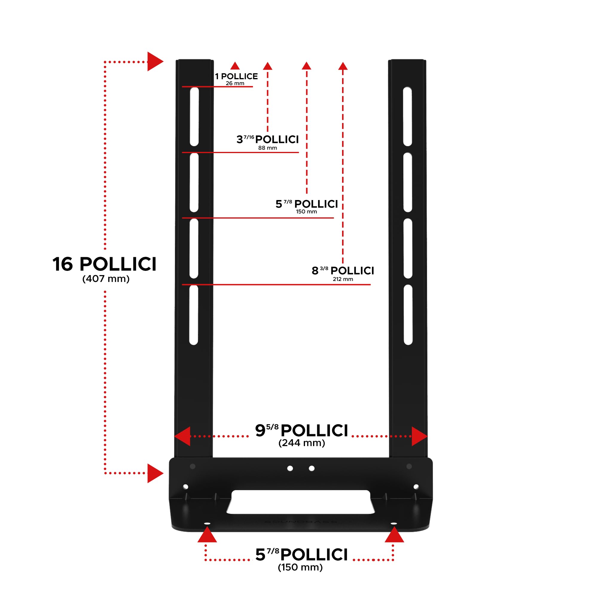 Sound bass Supporto TV per Soundbar Beam, Sotto il TV, Nero | Compatibile con Sonos Beam Soundbar Generazione 1 & 2, Staffa di Montaggio per Appendere al TV, Kit Hardware Completo Incluso