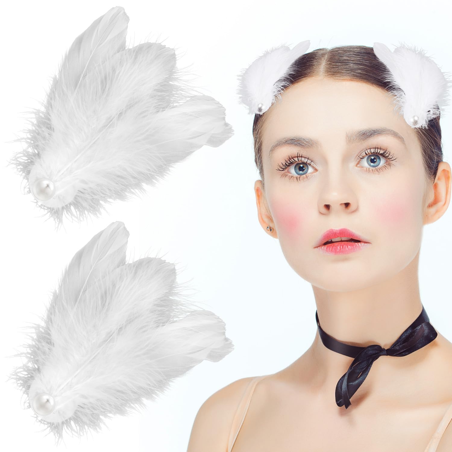 8 épingles à Cheveux En Plumes – 4 Paires Blanches Et Noires – Accessoires De Coiffure De Ballet Et De Fête – Faciles à Clipser