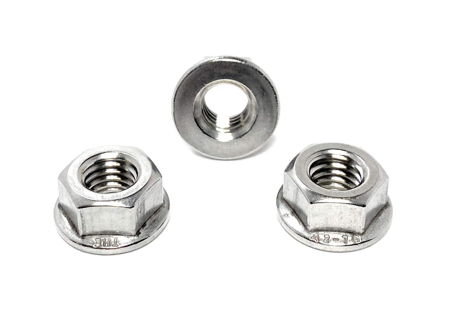 M8 x 1.25 Stainless Steel NonSerrated Flange Lock Nuts DIN6923 Nuts M81.25 A270 (25 Pcs