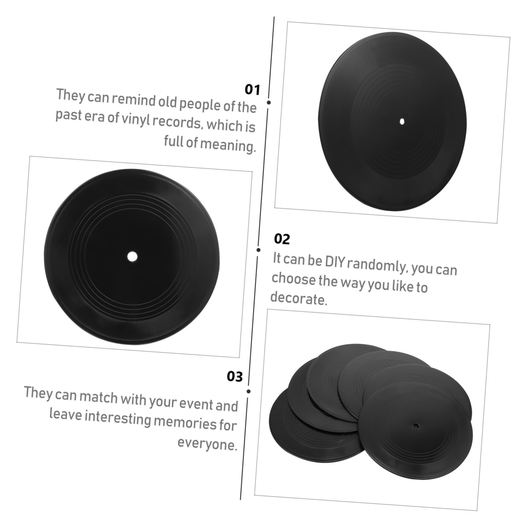 HEATSHAKING Decorazioni da Parete 12 Dischi in Vinile Nero Retrò per Arredamento Interno Creativo e Stile Artistico, per Eventi e Decorazioni di Casa