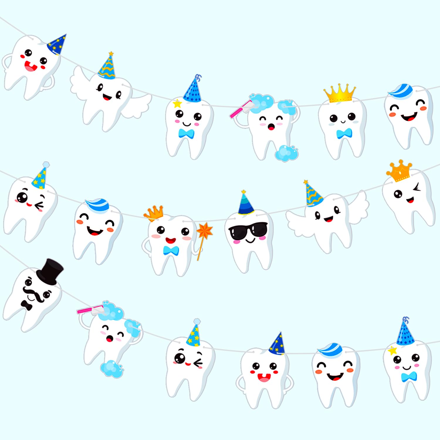 Tooth Party Banner Dental Birthday Party Banners Tooth Party Decorations 2Pcs Teeth Cutout Banners Tooth Banners for First Tooth Party Baby Shower Supplies