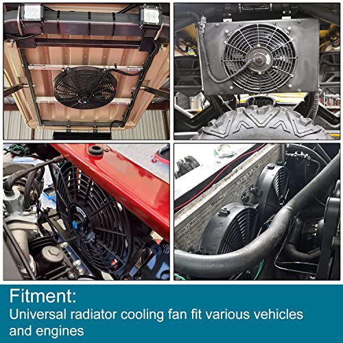 16" Inch Universal Slim Fan Push Pull Electric Radiator Cooling 12V Mount Kit #TOP6