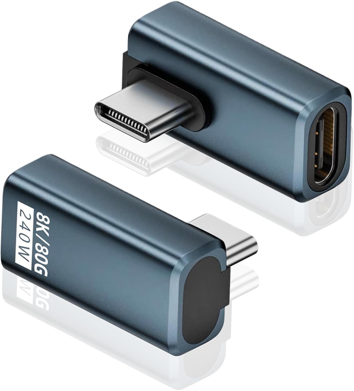 ETZIN Right Angle USB C Adapter 1-Pack, 80Gbps/240W PD/8K@60Hz, Right Angle 90 Degree USB C Adapter, Type C Extender Support Thunderbolt 5/4 for Steam Deck, Switch EPL-1552CC