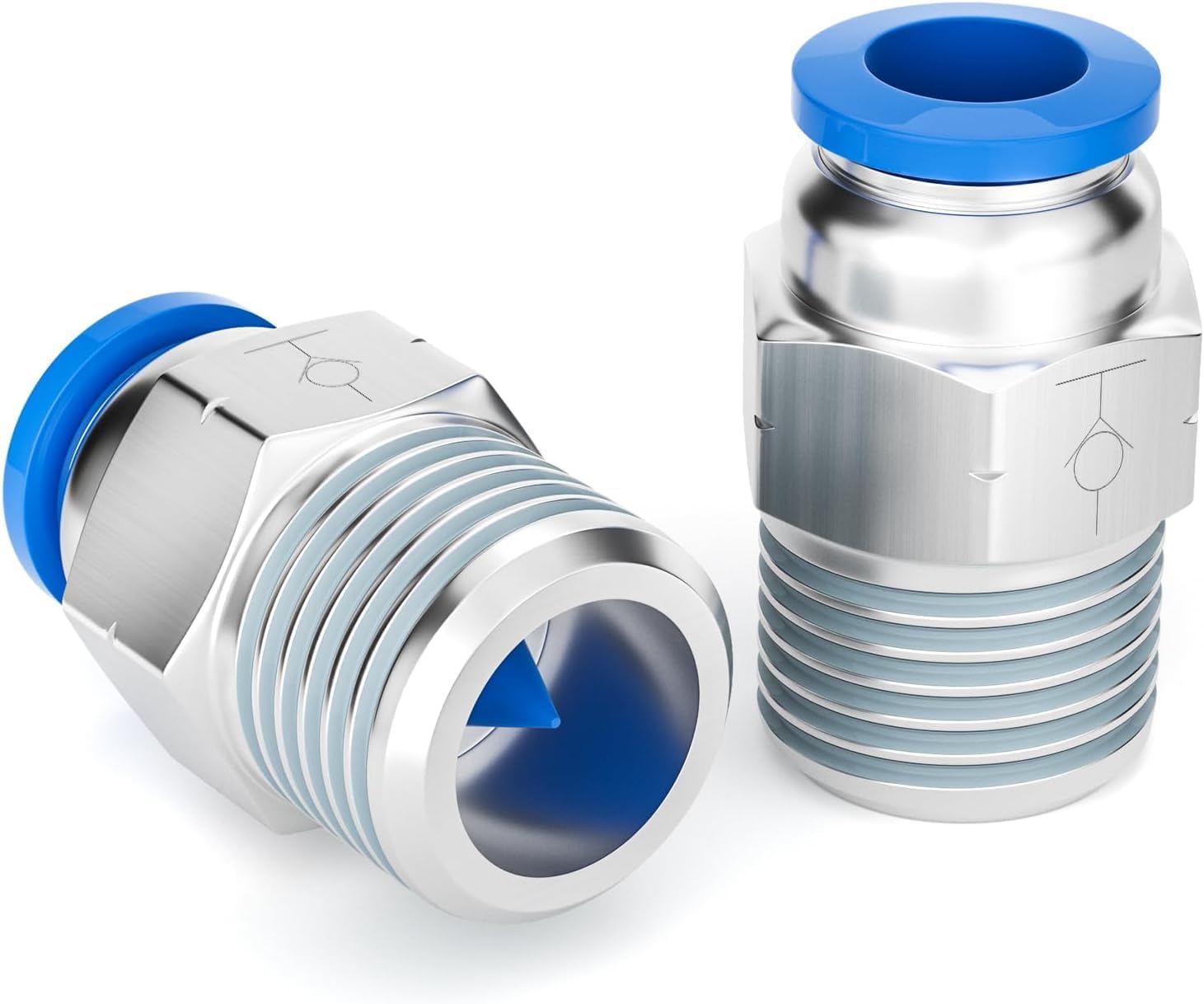 TAILONZ PNEUMATIC Male Straight 1/4 Inch Tube OD x 1/8 Inch NPT Thread Check Valve Through Air Line Quick Insert Check Valve Adapter BSPC1/4-N1 (Pack of 2)