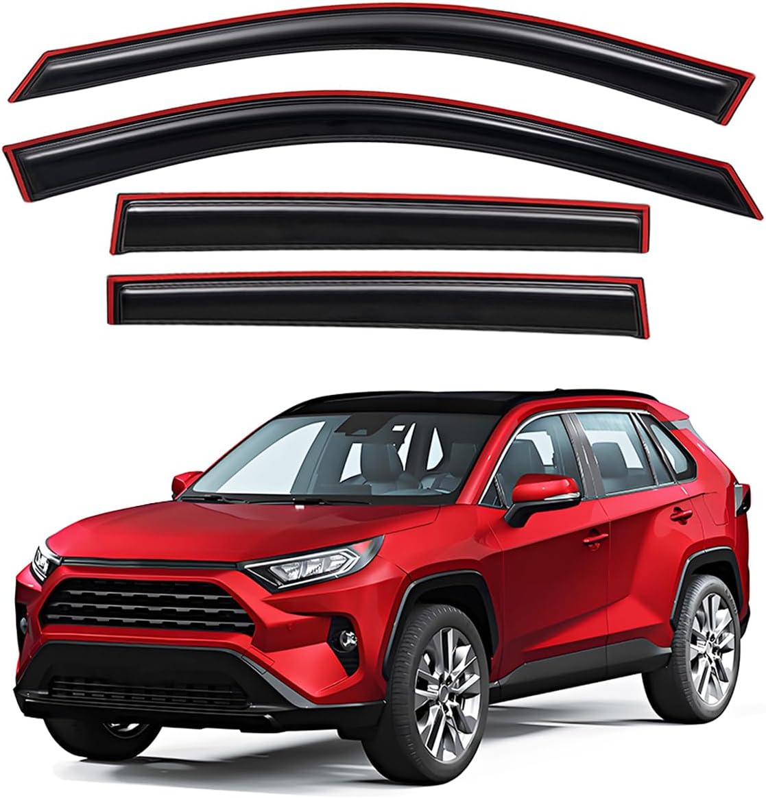 Lightronic Extra Durable Clip-on in-Channel Auto Vent Window Visor, Fits 2019-2025 Toyota RAV4, UV Protection Rain Guard, Original Wind Deflector, No-Drill Easy Install, Dark Smoke, 4-Pcs