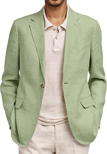 Mens Casual Blazer One Button Lightweight Sport Coats Solid Notched Lapel Suit Jackets Business Office Outfits