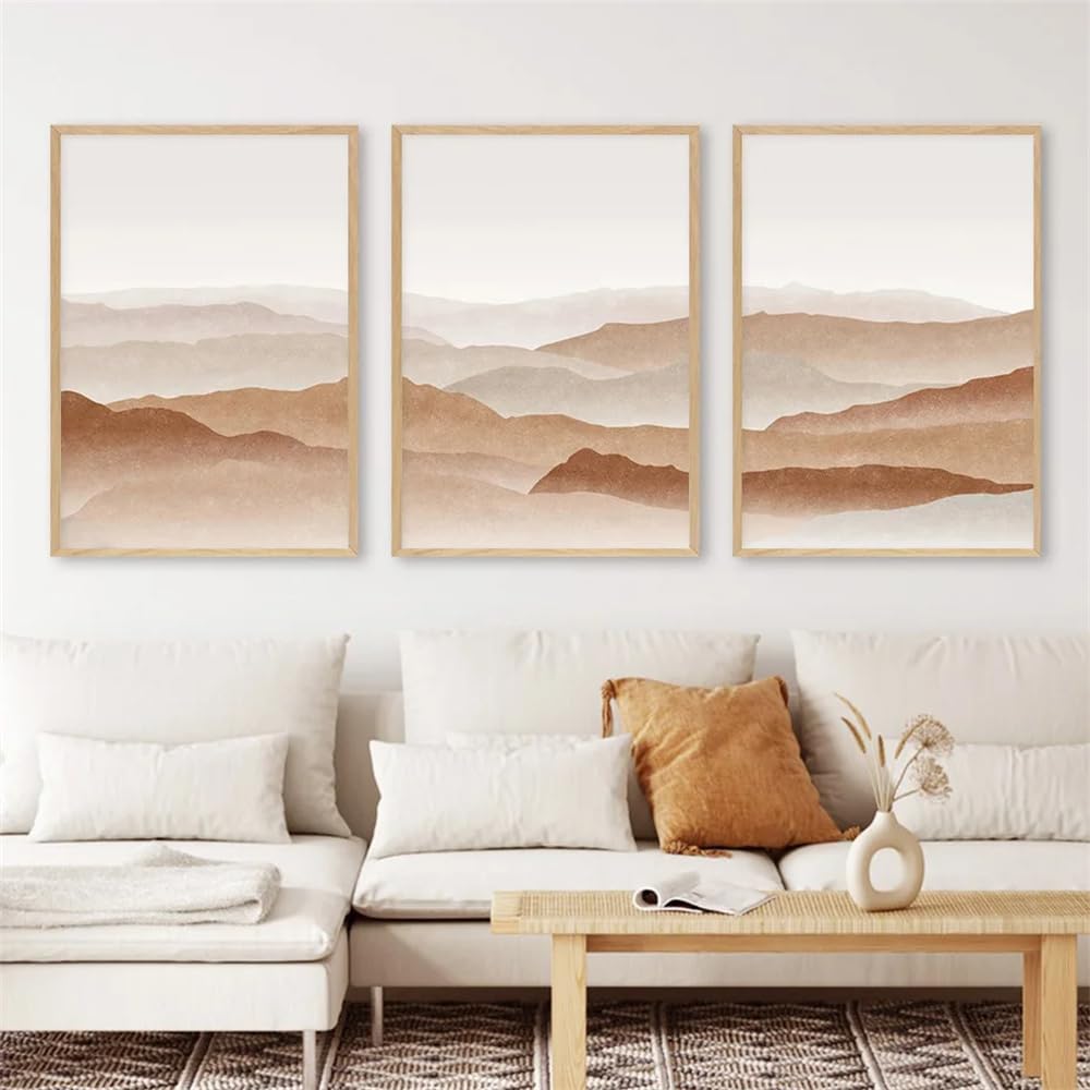 WUHBCZ Art Pictures-Abstract Mountain Minimalist Poster Boho Wall Art Canvas Painting Pictures Modern Artwork for Living Office Bedroom Interior Decor-40 * 60cm/3PCS (No Frame)