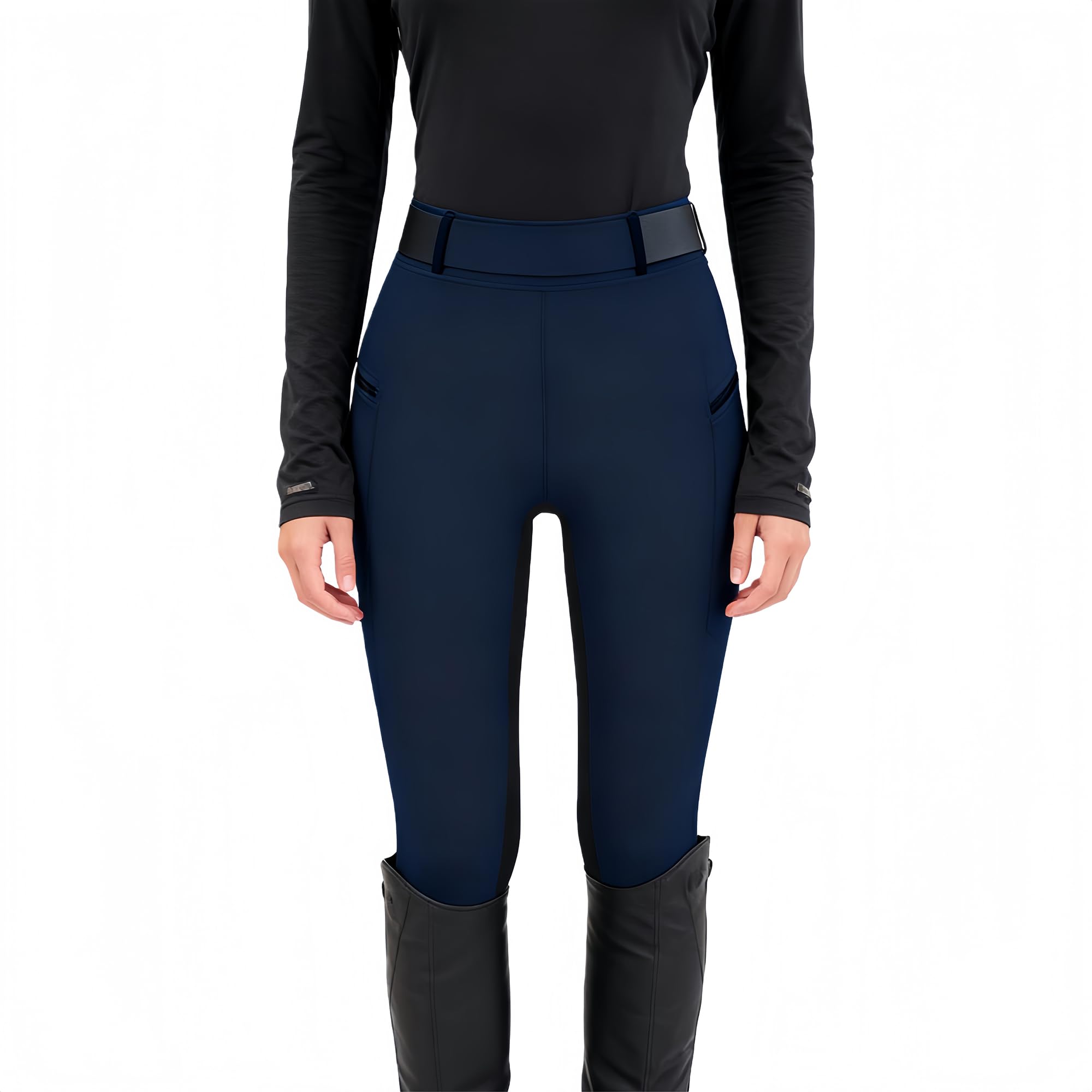Chesoon Pantalon d'équitation pour femme - Pantalon d'équitation avec poches - Avec empiècements au genou