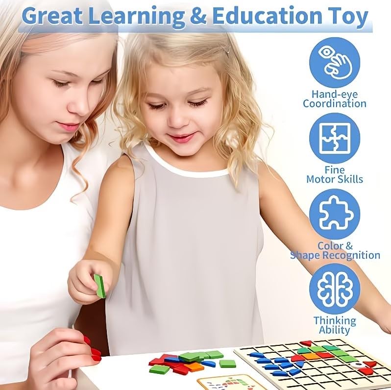 Image of Mosaic Puzzle Board for Preschool Kids Toys| 120 Pieces acrelic+ Wooden Puzzle Game for Kids Brain Development Toys | Wooden Board Puzzle Toy for kids3+Years