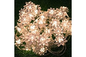 echosari String Lights Battery Operated 40 LED Lotus Flower Fairy Lights for Mandir Decoration