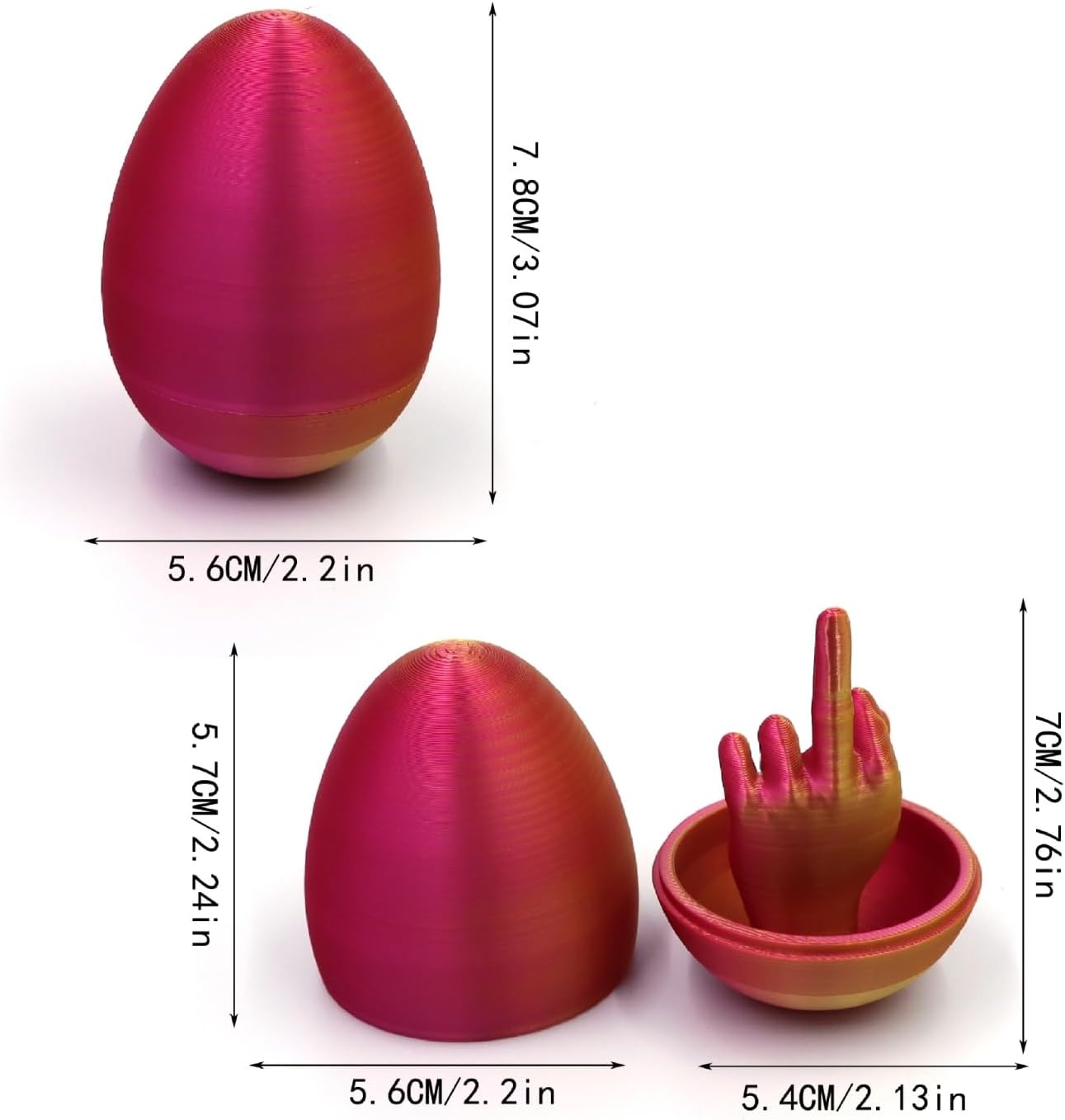 3D Printed Easter Egg with Middle Finger Toy - Funny Prank Gifts for Adults, Easter Basket Stuffers, Novelty Surprise Eggs for Friends & Family (Gold)