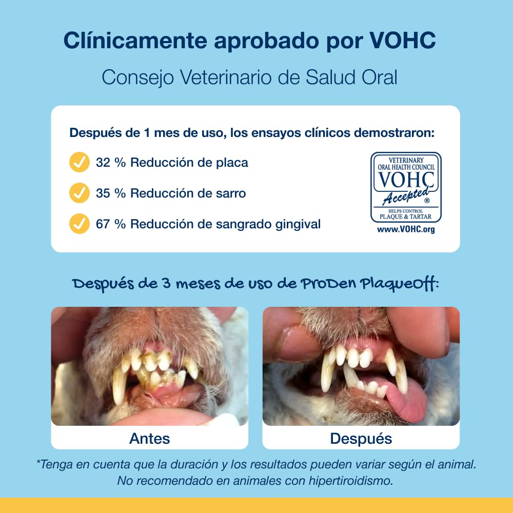 ProDen PlaqueOff Perros y Gatos en Polvo 60g, Limpieza Dental con 100% Alga Natural, Limpiador de Sarro Dental y de Placa, Elimina Eficazmente el Mal Aliento en Mascotas, Hasta 6 meses de duración
